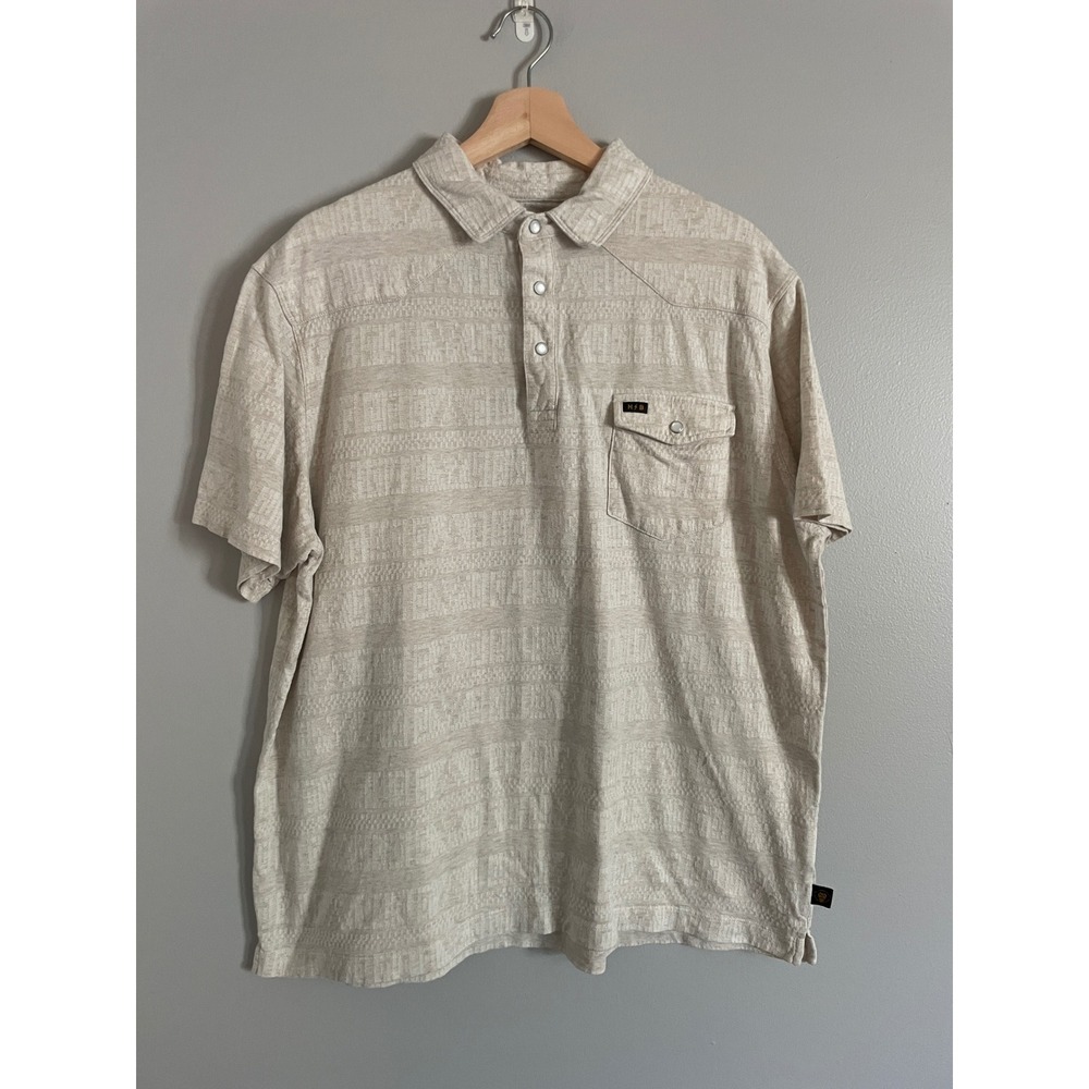 Howler Brothers Polo Mens XL Beige Textured Pearl Snap Western Gaucho Shirt
